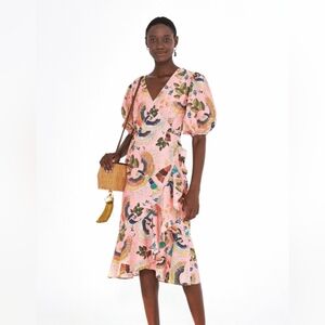 FARM Rio Pink Tropical Midi Dress Size Xs